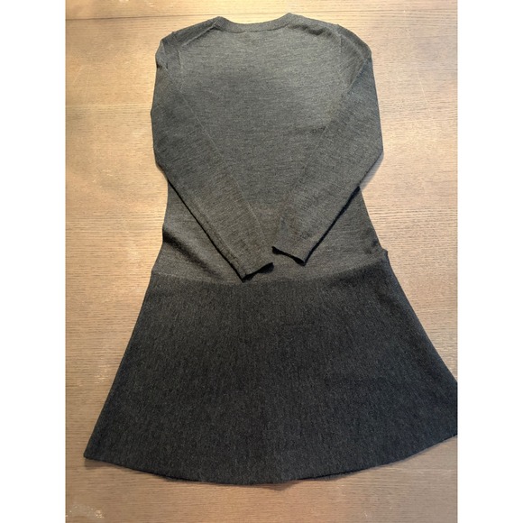 Theory Dresses & Skirts - Theory Womens Charcoal Grey Wool Blend Drop Waist Long Sleeve Knit Dress